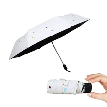 Small Fashion Folding Mini Pocket Umbrella Rain Women Luxury Anti-UV Windproof Men Travel Umbrellas Black Coating Sun Parasol
