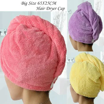 

25x65cm Women Bath Cap Super Absorbent Quick-drying Microfiber Hair Dry Cap Salon Showl Gel Tool Accessorie Bath & Shower