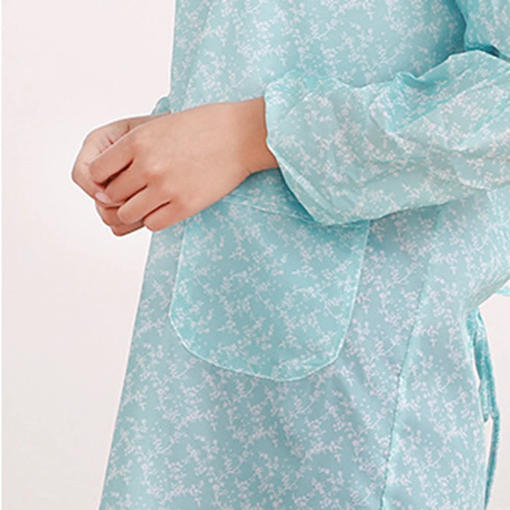 Home Cooking Kitchen Apron Women Floral Waterproof Long Sleeve Kitchen Cooking Baking Apron Working Smock Big Pocket Apron
