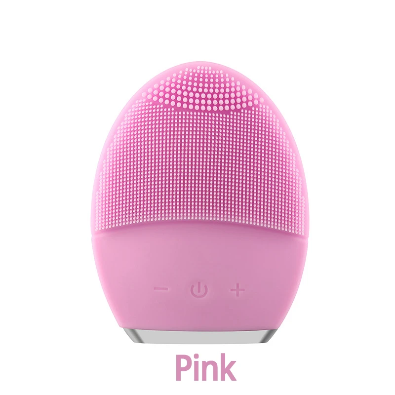 pink Питание очищающие устройства для лица щетка Соник Силиконовое очищающее средство водонепроницаемый USB Перезаряжаемый уход за кожей Массажная Очищающая щетка для лица - Цвет: pink