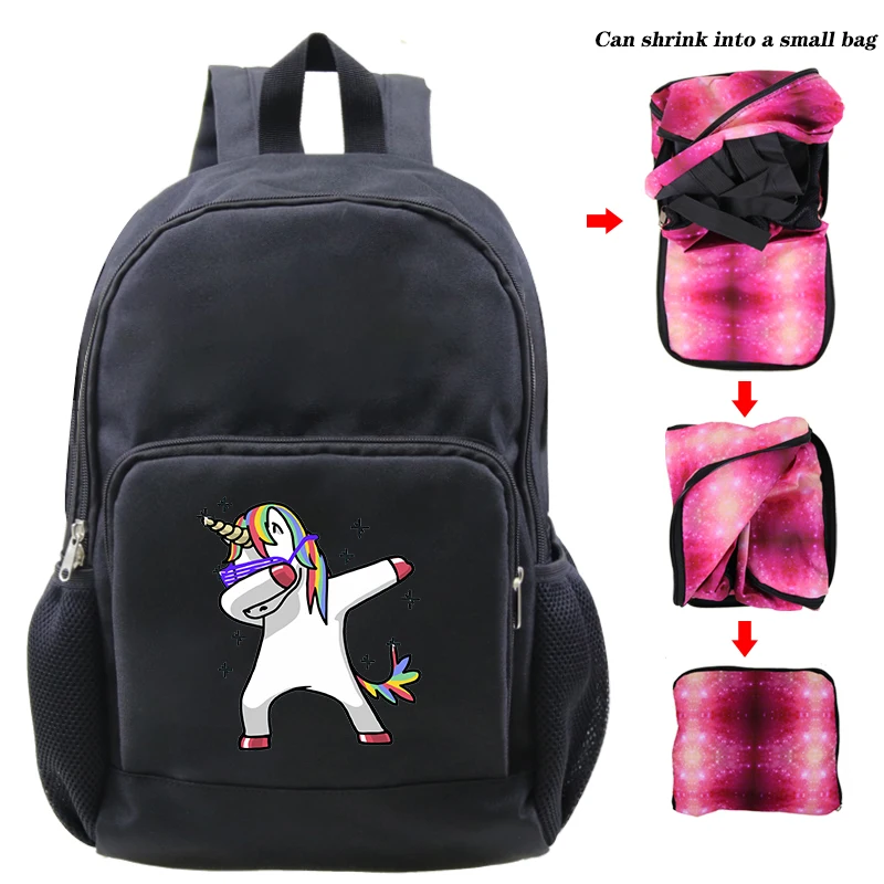 Burgundy Cute Unicorn Galaxy Backpack Boys Girls School Bag Women Men Foldable Large Capacity Travel Bag Women Backpack - Color: Burgundy