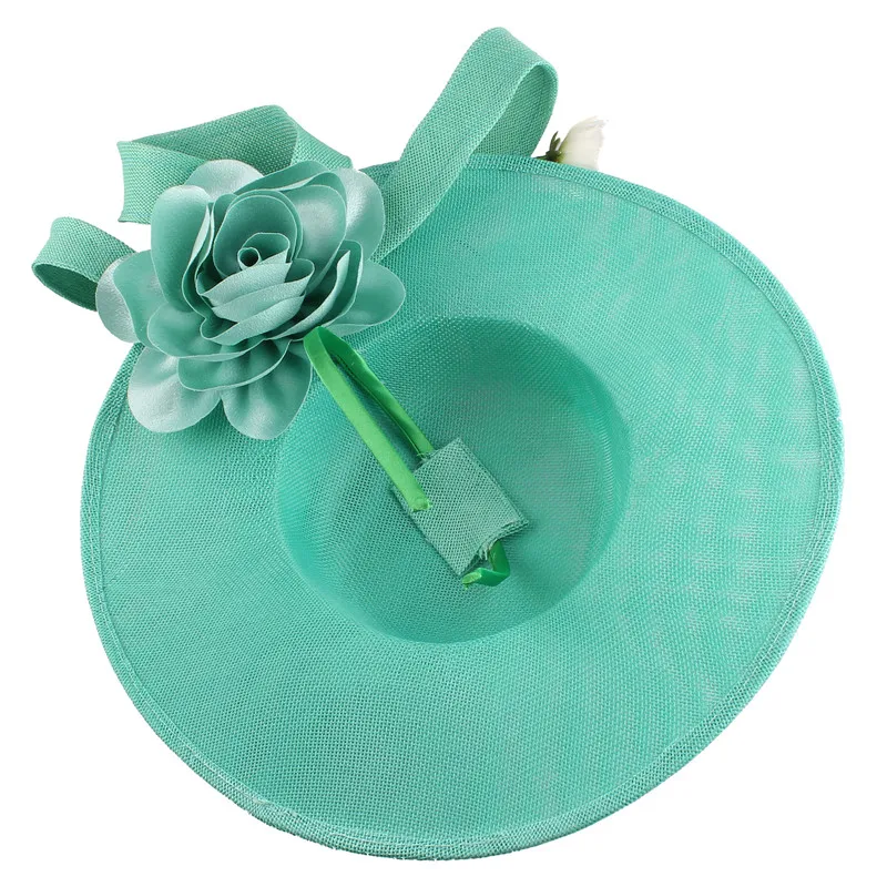 Изумрудно-зеленые шляпы Дерби для женщин на свадьбу и вечеринку, Очаровательная шляпа с милыми цветочными аксессуарами, головной убор с петлями