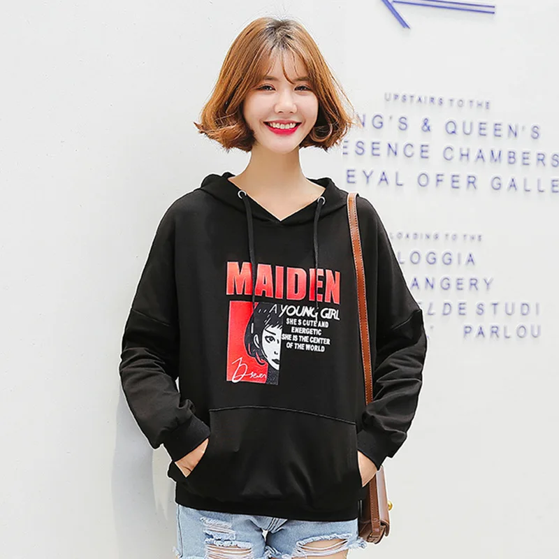 

2019 New Autumn and Winter Loose Hooded Students Long Sleeves Long Sweater Women's Clothes