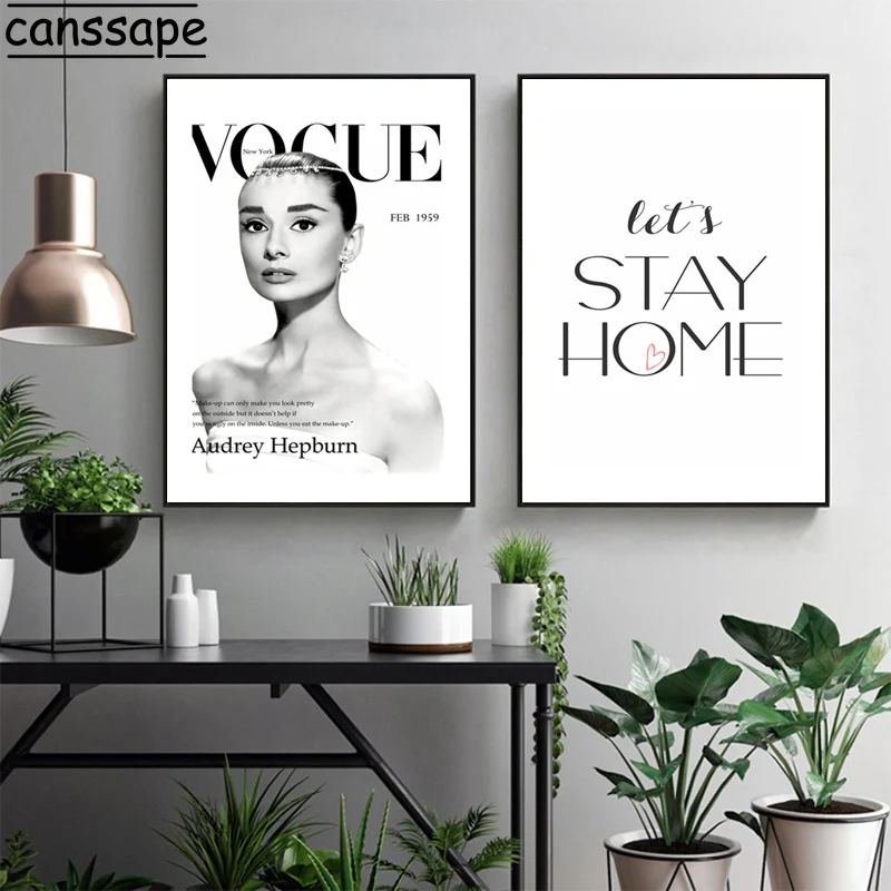 Одри Хепберн постер модный настенный художественный Vogue Холст Картина Stay Home