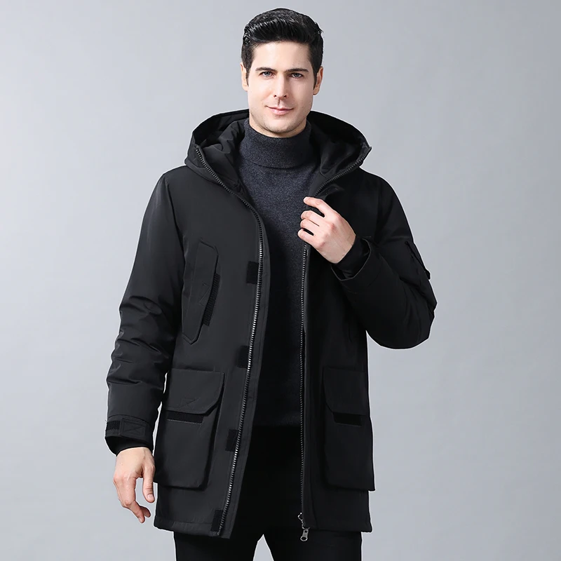 High Quality Winter Jacket Men Hooded Windproof Waterproof Men's Long Down jacket Parka Coat 90% White Duck Down Jackets