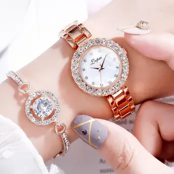 

REBIRTH 2019 Women's Watches Rose Gold Ladies Watch Diamond Women Bracelet Wrist Watches Clock relogio feminino saat