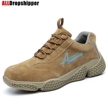 Защитная Рабочая обувь для мужчин, светильник со стальным носком, мужские рабочие ботинки, анти-разбивающаяся одежда, строительные защитные кроссовки размера плюс