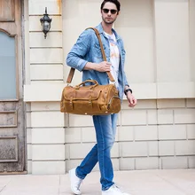 Мужская винтажная сумка Crazy Horse из натуральной кожи дорожная сумка для путешествий большая коровья кожа переносить багаж, для отпуска большая сумка на плечо