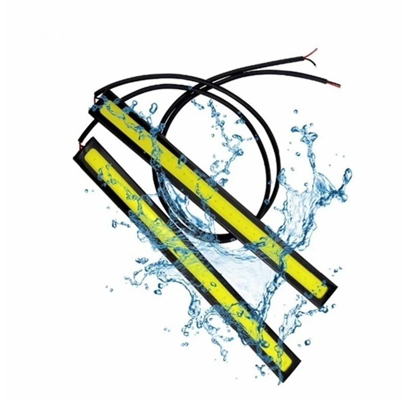 2 шт. 17 см универсальная COB Светодиодная лента для автомобиля, ходовая противотуманная фара, светильник для вождения, гибкая светодиодная лента/Водонепроницаемая 10-16 В