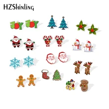 Новые рождественские подарки серьги из полимеров Сапожок Санты Снеговик конфеты акриловые серьги эпоксидные серьги-гвоздики