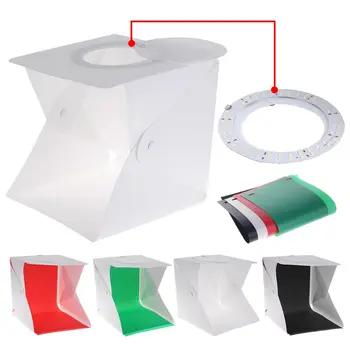

1Set Foldable Photo Shooting Lightbox Tent Dimmable Tabletop Photography Softbox with 4Colors Backdrops Ring Light