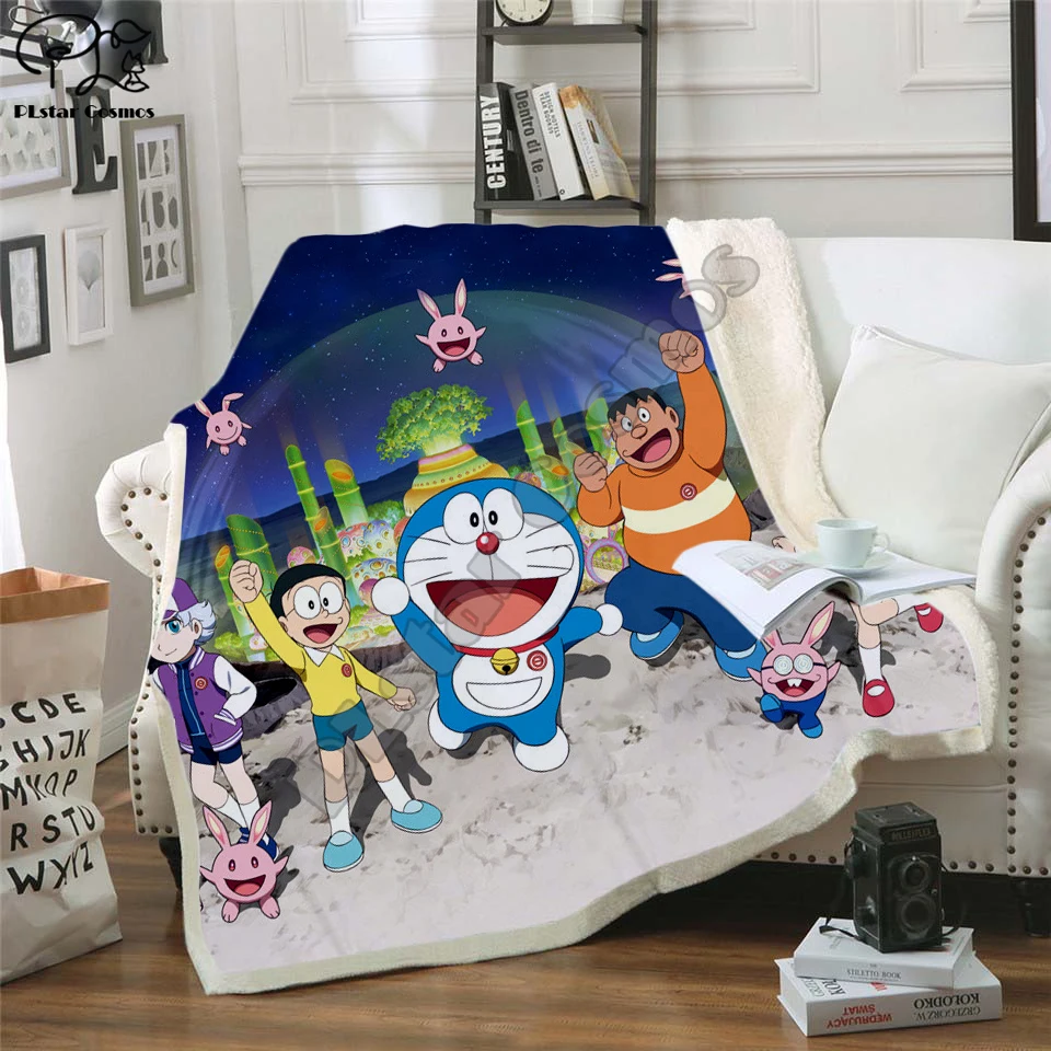 

Kids Anime Doraemon NobiNobita Kawaii 3D Blanket Fleece Cartoon Print Children Warm Bed Throw Blanket newborn bayby Blanket 016