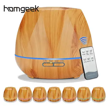

500ML Humidifier Essential Oil Diffuser Household Air Aroma Diffuser Aromatherapy Wood Grain Remote Control 3 Timing Mode