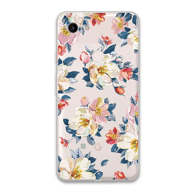Floral Flower Case For Google Pixel 4 5 3 2 XL Cover for Pixel 3a 4a XL 5G Soft Silicone TPU Shockproof Protect Phone Back Funda W3631