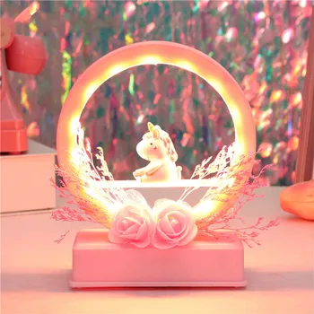 

Music Unicorn Nightlight Creative Home Decoration Resin Crafts Bedroom Living Room Decorations For New Year Christmas Gift Lamp