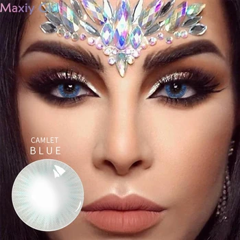 

Camlet Colored Blue Contacts Lenses Blue For Eyes With Color Natural Beauty Pupil Lentes Halloween Cartoon Girl Decoration