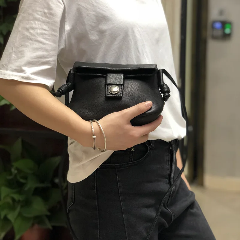 

FEROUCH Original Handmade Creative Retro Leather Vegetable Tanned Washed Leather Coin Purse Storage Bag Ladies Messenger Bag