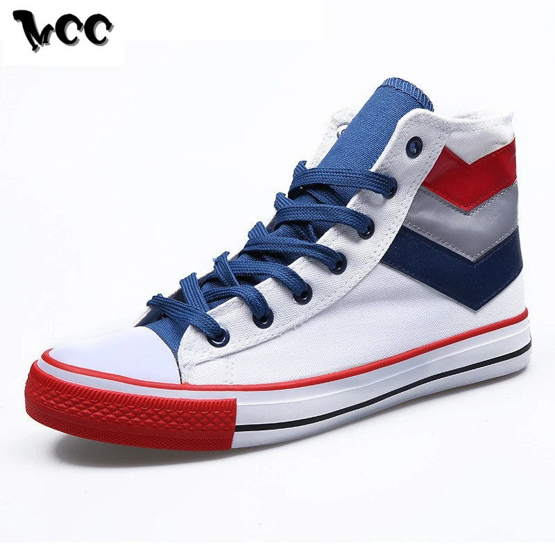 New High Top Canvas Shoes Men Sneakers Flat Casual Shoes Laceup
