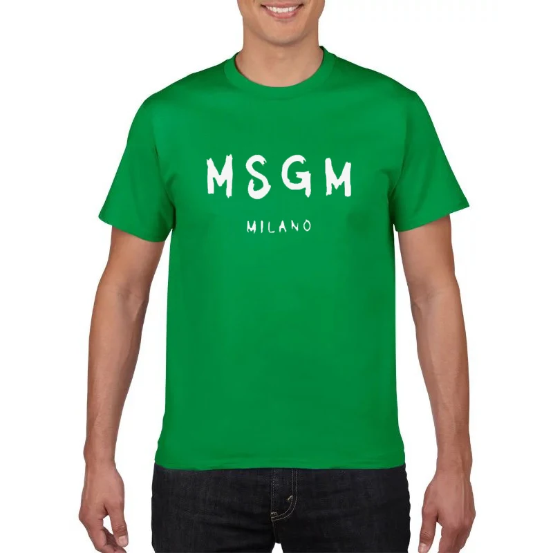Модные MSGM печати для мужчин 100% хлопок футболки летняя футболка Мужской