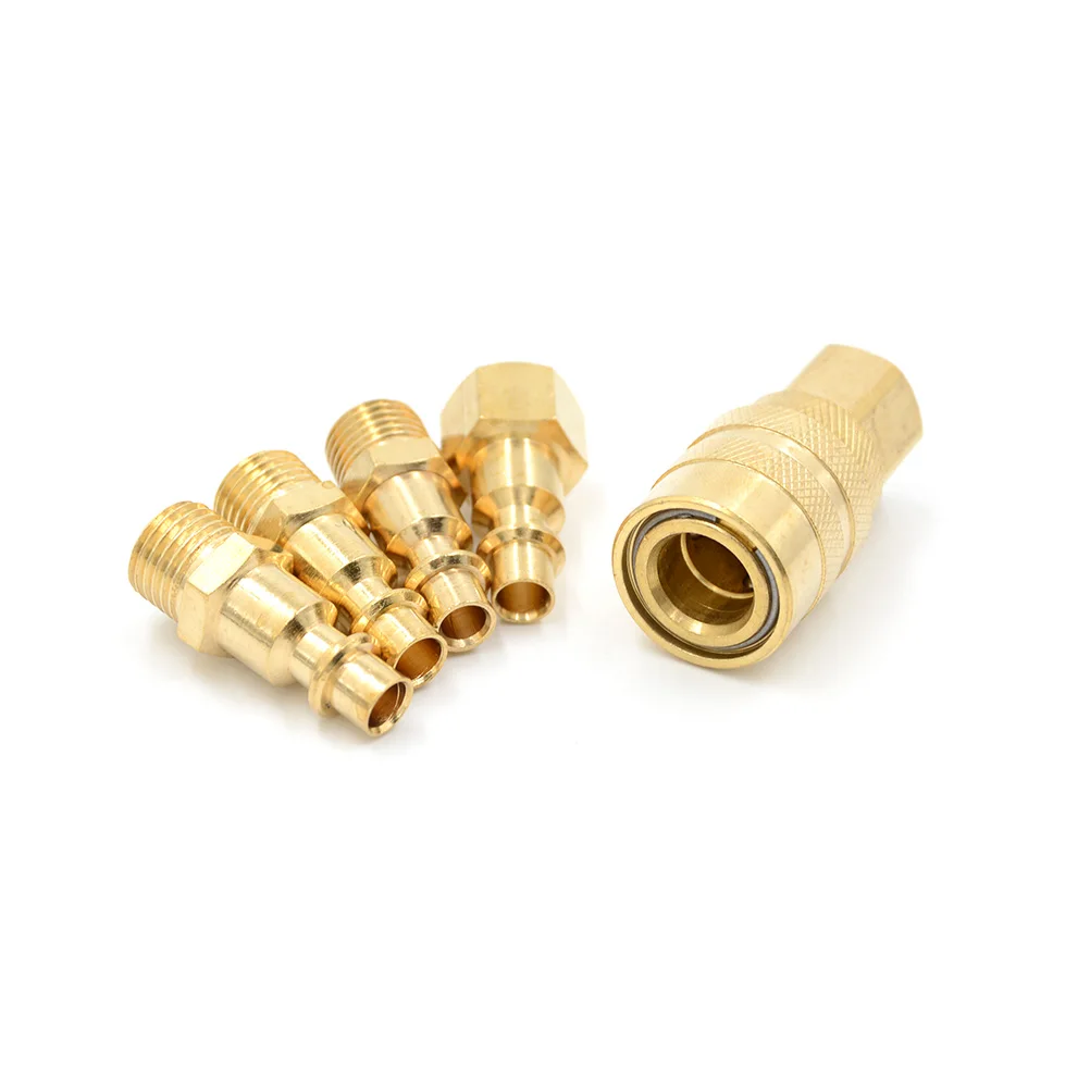 5Pcs/set 1/4" Quick Coupler Set Solid Air Hose Connector Fittings NPT Tools