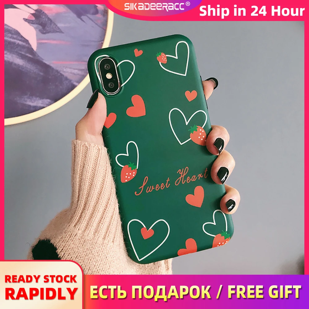Cute Cartoon Dog Pattern Phone Case For iPhone X XS MAX XR 6 6s 7 8 Plus Fruit Strawberry Avocado Girl Shockproof Shell Cover | Мобильные