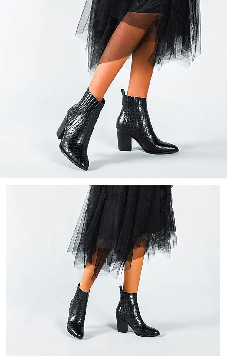 EilyKen/ковбойские ботинки в байкерском стиле из искусственной кожи; ковбойские ботинки на высоком каблуке; женские ботильоны; Размеры 35-43