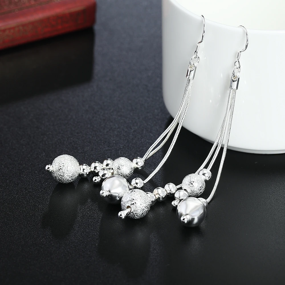 Silver Earrings 925 silver color women classic jewelry earrings