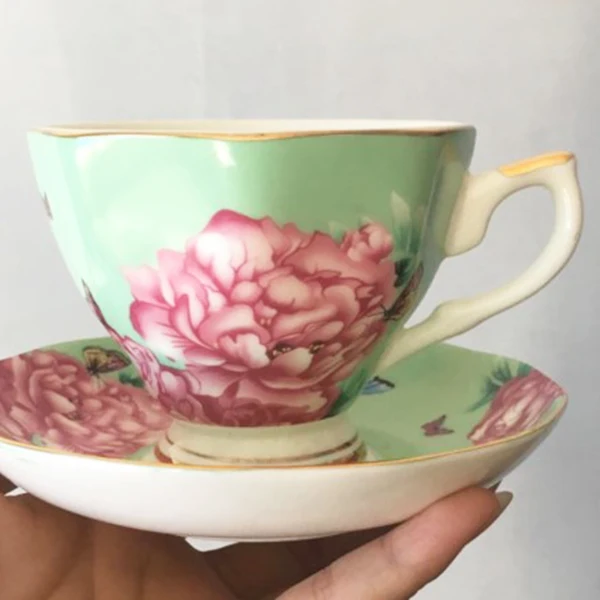 180Ml, Fine Bone China Coffee Cup and Saucer and Spoon, Funny Fashion Design, Zakka Tazas Cafe Espresso Cup, European Coffee Mug