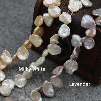 

9-11mm Baroque Flat Pearl Necklace 15" White And Purple nature wholesale beads fash For DIY Jewelry making