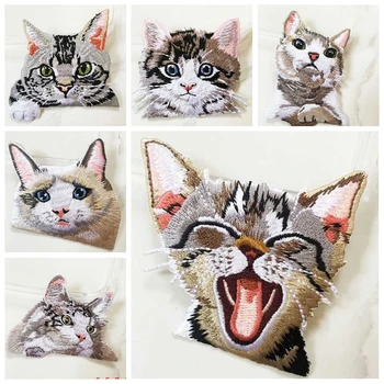 

Prajna Cartoon Cat Patch Iron On Embroidered Patches For Clothes Stripe Patches Things Animal Patch Sticker Applique Badge