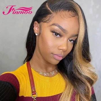 

13x6 Wavy Honey Blonde Lace Front Wigs Ombre Human Hair Wigs For Women Brazilian Remy Glueless Full Lace Wigs Color Wigs 130%