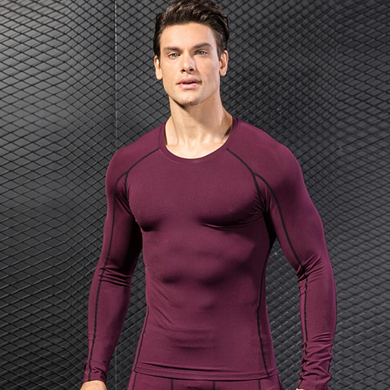 Customize LOGO Long Sleeve Running T Shirt Men Quick Dry Jogging Tshirt Compression Gym Fitness Rashguard Sportswear Top Tees 3