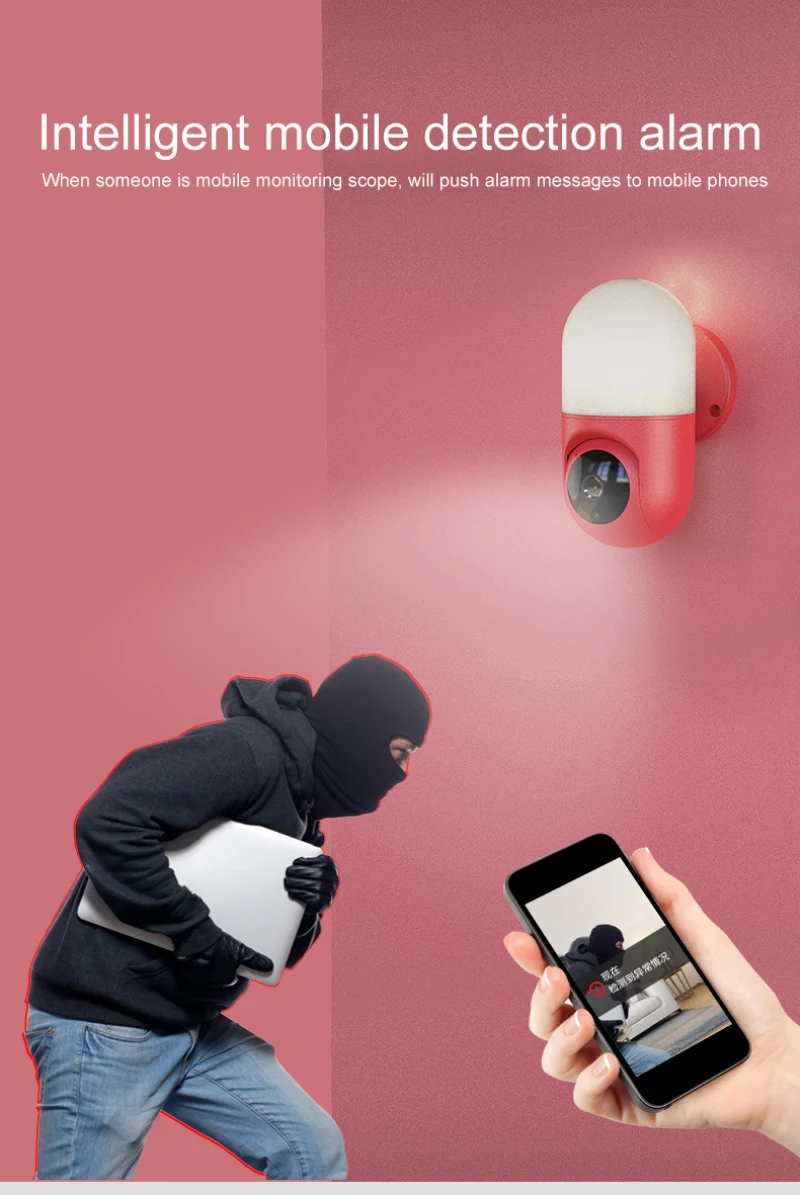 Lâmpada de Parede da Câmera Noturna sem Fio Remoto do Telefone Graus de Monitoramento de Segurança 2 em 1 Móvel de 360 Lâmpada Inteligente Visão Wifi Controle Panorâmica 4 High Quality Computador e Escritório