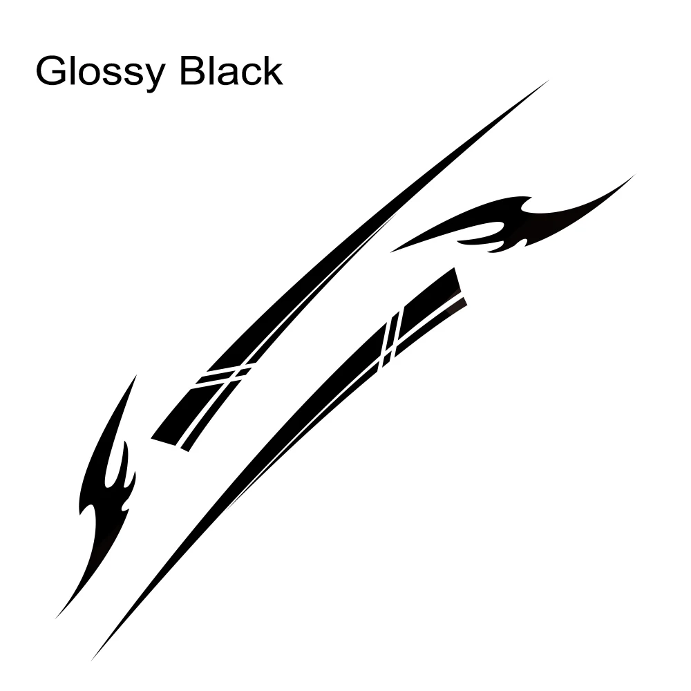 Glossy Black 2 шт. наклейки для автомобиля Стайлинг капот двигателя авто дверь боковая юбка полосы наклейка гоночный украшение для автоматического кузова Аксессуары для Honda Civic - Название цвета: Glossy Black