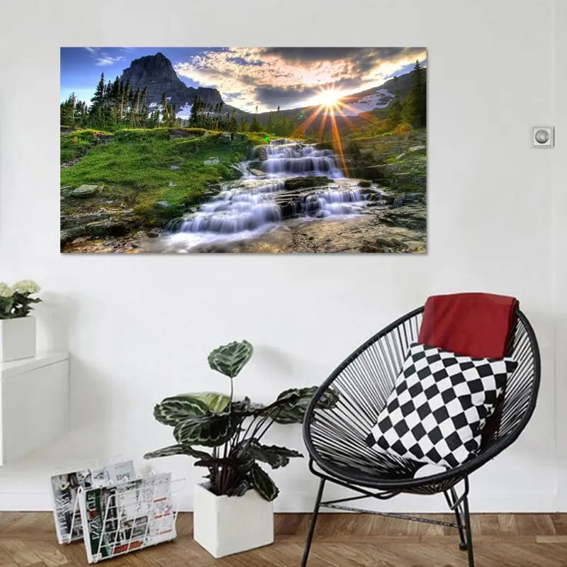 

Mountain Sunrise 5D DIY Round Diamond Painting Embroidery Drill Needlework Cross Craft Stitch Kit Home Decor 72XF