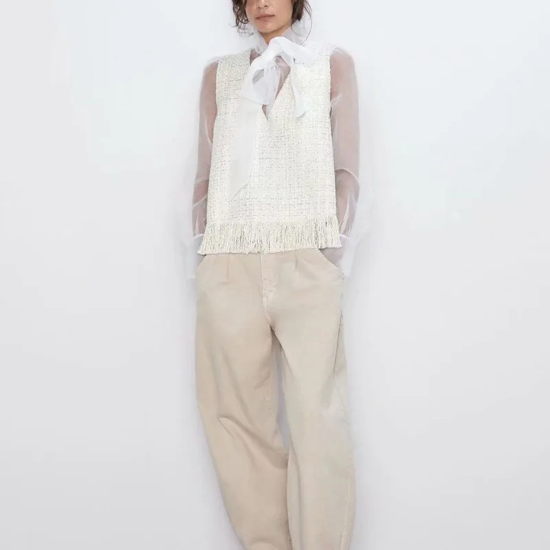 Новинка осени 2019 элегантная мягкая женская рубашка с плетеной сеткой модель HJH2351