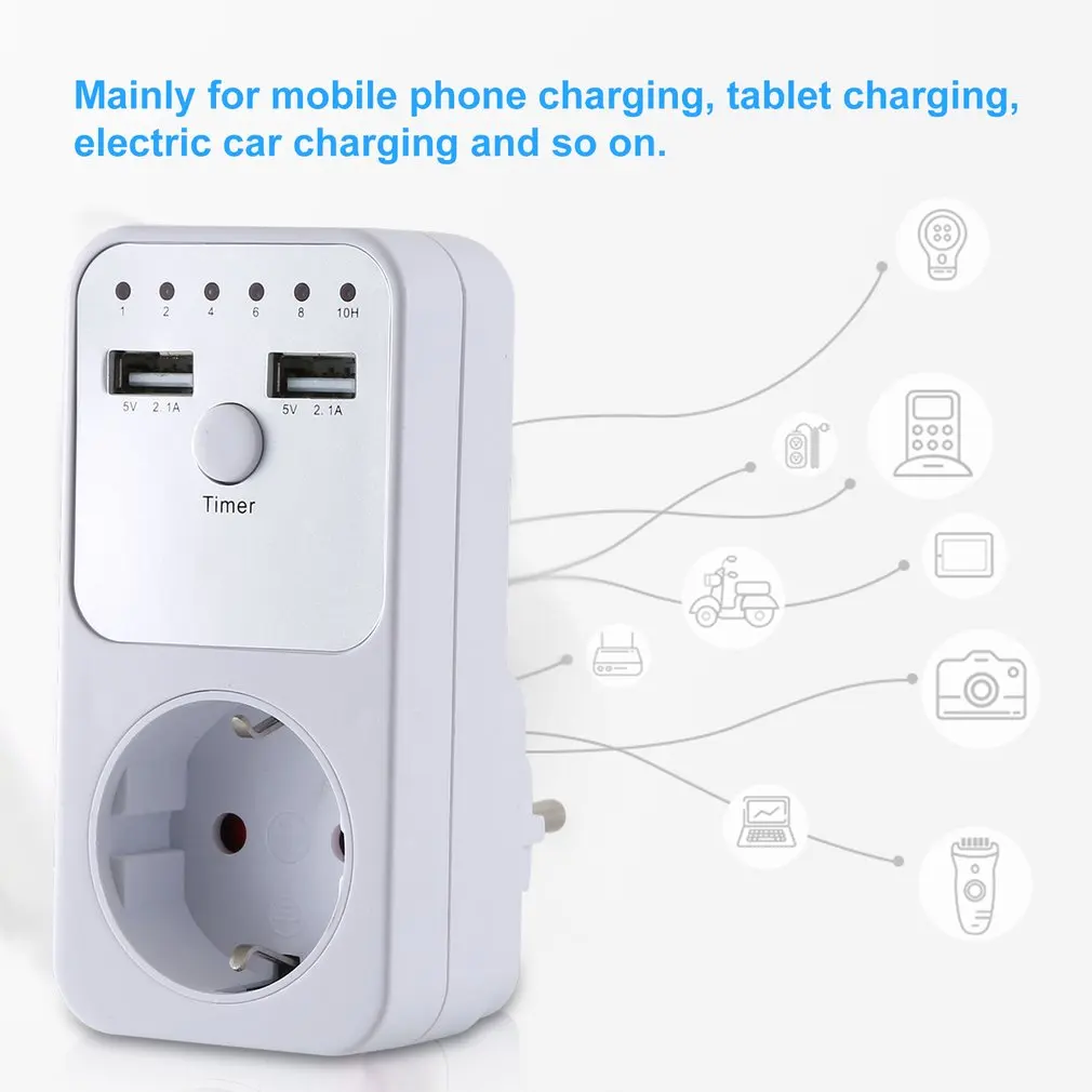 EU Plug Countdown Timer Switch Smart Control Plug-In Socket Auto Shut Off Outlet Electronic Device