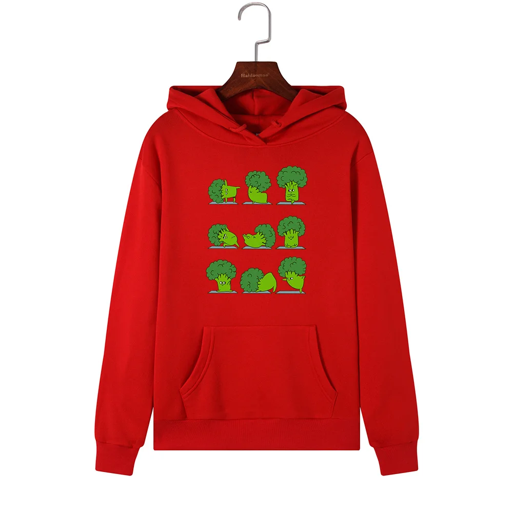  Women Hoodies Sweatshirts Hooded Sweatshirt Funny Kung Fu Cauliflower Print Autumn Winter Pullover 