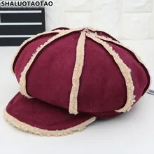 SHALUOTAOTAO трендовая женская зимняя теплая винтажная газетная Кепка s, молодежная художница, живописная модная восьмиугольная кепка, спортивная шапка для отдыха, Новинка