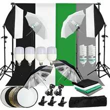 ZUOCHEN – boîte à lumière LED pour Studio Photo, Kit d'éclairage parapluie, Support de fond, 4 couleurs de fond pour prise de Photo et vidéo
