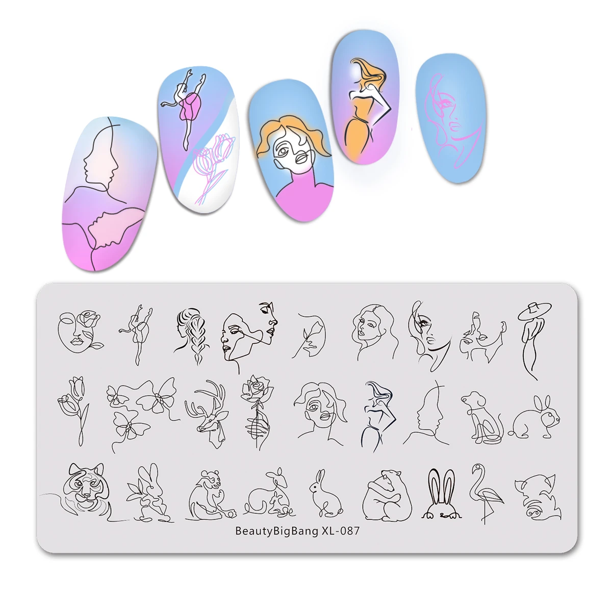 BEAUTYBIGBANG 6*12 см штамповки ногтей пластины шаблон для ногтей Лотос линия цветок бабочка Маникюр изображение ногтей шаблон