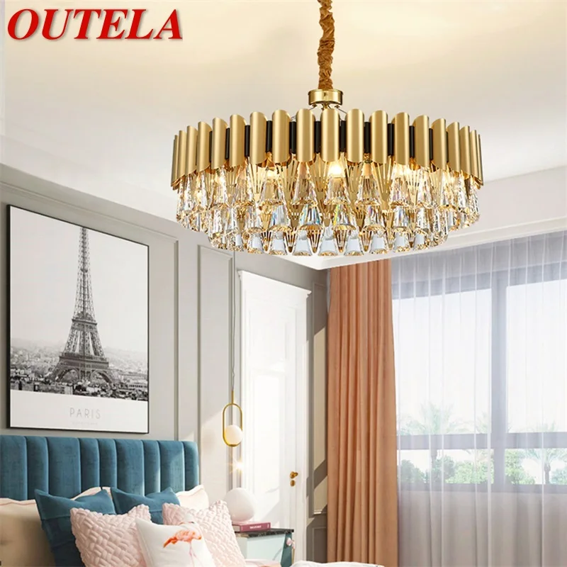 

OUTELA Hanging Chandeliers Crystal Modern Luxury LED Lighting Home Decorative Fixtures For Living Room Dining Room Villa Duplex