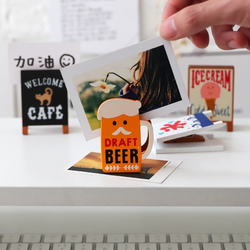 Wooden Memo Photo Card Holders Paper Note Clip for Party Wedding Home Bar Decoration memo holders