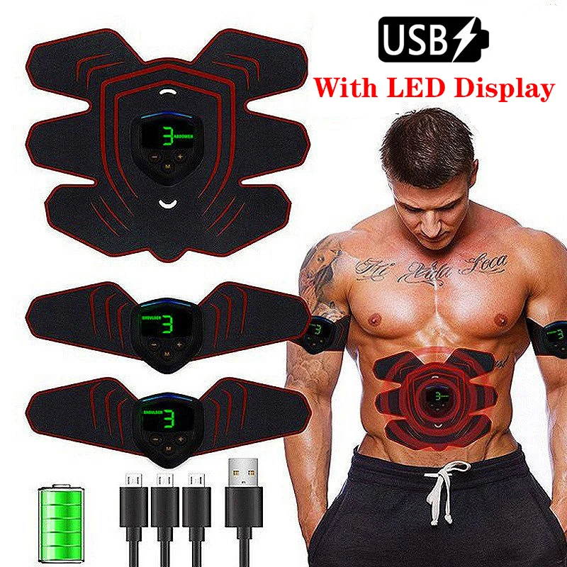 3PC-Set Recharge Перезаряжаемый EMS, Электро стимулятор мышц живота, тренажер, Смарт фитнес, наклейки для похудения, пояс для похудения, унисекс, для здоровья - Цвет: 3PC-Set Recharge