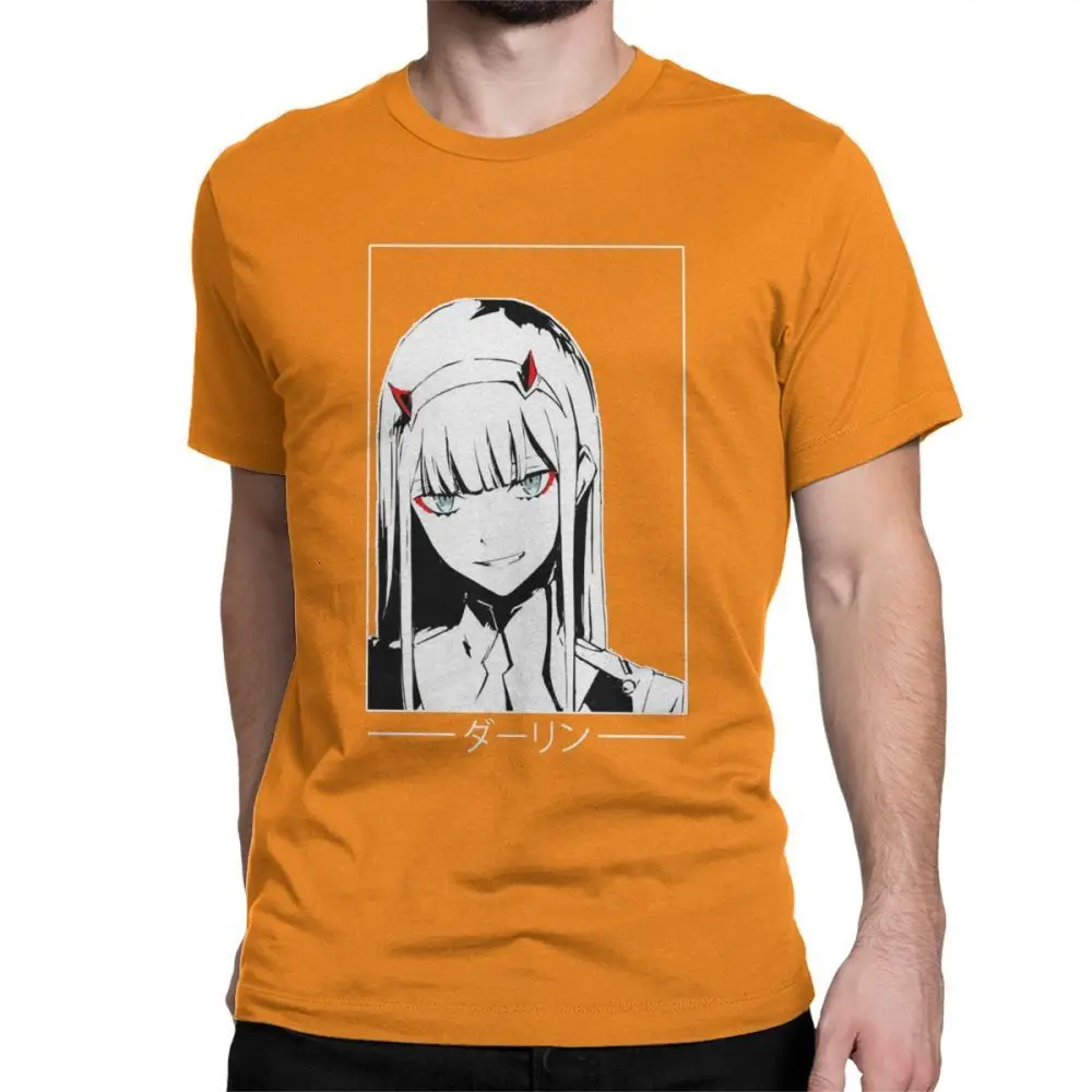 Orange One yona Zero Two Darling In The Franxx White Аниме Манга Футболка мужская большого размера топы хипстерские футболки с круглым вырезом очищенная хлопковая футболка - Цвет: Orange