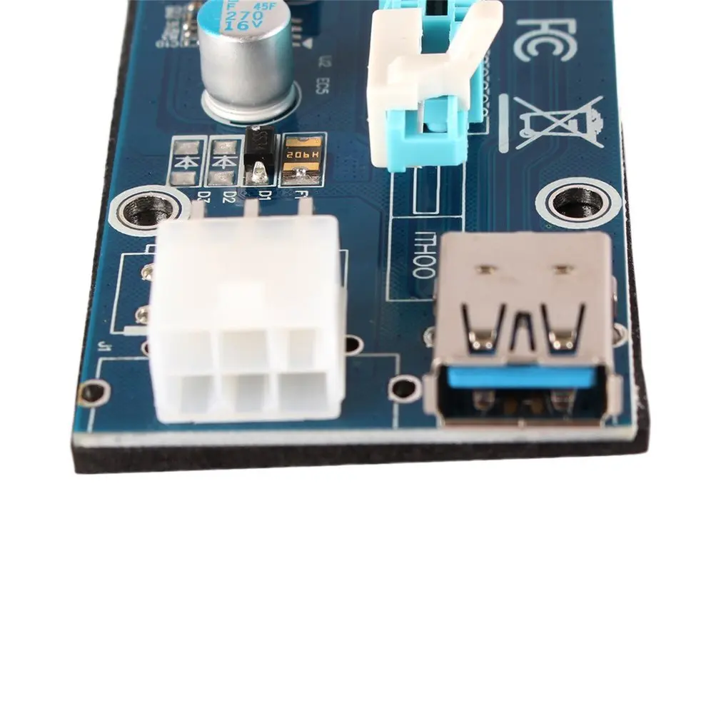 Майнинг видеокарты PCI-E к PCIE удлинитель Riser Card 1X к 16X кабель с 6 Pin к SATA Питание USB 3,0 Шахтерская машина