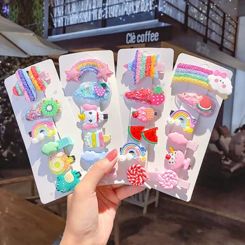 

New 6 Pcs/set Girls Cute Colorful Cartoon Hairpins Children Sweet Hair Clips Barrettes Headband Kids Fashion Hair Accessories