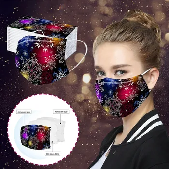 

50/80/100 PCS Adult Child Mask Christmas Print Disposable Face Mask 3Ply Loop Windproof Foggy Haze Pollution Mask Mascarar