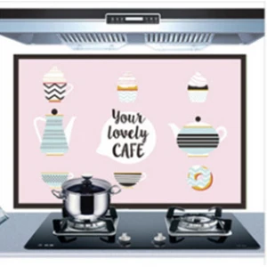 Self adhesive kitchen wallpaper aluminum foil, kitchen and cupboard stickers, oil proof waterproof cartoon wall sticker 04