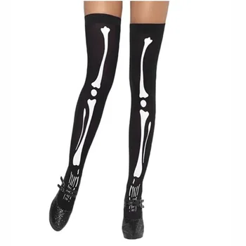 

Halloween Skeleton Socks Prom Party Dress Up Bones Stockings Ghost Festival plays costume over knee stockings.